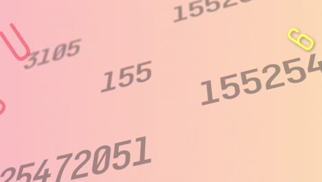 Animation-of-letters-and-numbers-on-orange-background