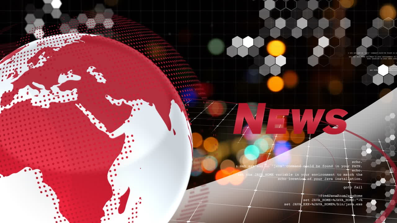 animación digital de un nuevo banner de texto con un globo giratorio contra un fondo negro