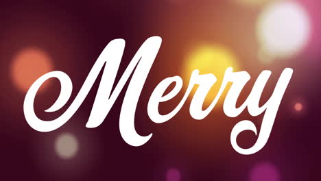 merry text over colorful bokeh lights, festive animation