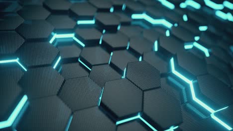 абстрактный трендный научно-фантастический технологический фон с шестиугольным рисунком. футуристическая концепция поверхности с шестикутниками. бесшовный цикл 3d-рендер.