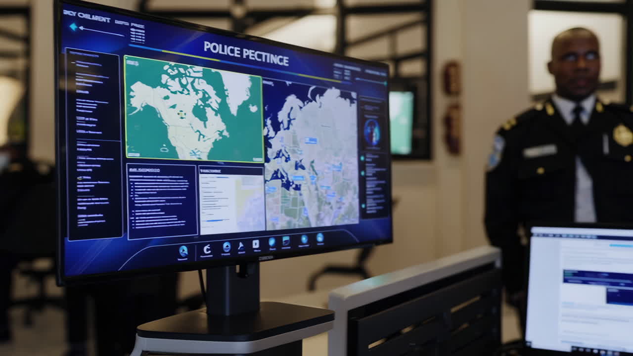 Modern Police Station with Mural and Tech