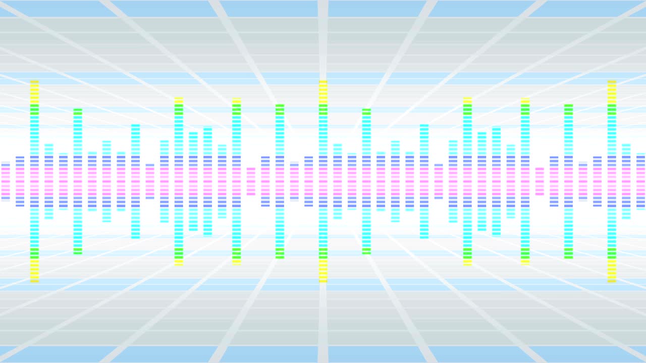 파티를위한 다채로운 음파. 디스코 배경. 추상적인 다채로운 파동 패턴. 음악 이라이저의 루프 애니메이션.