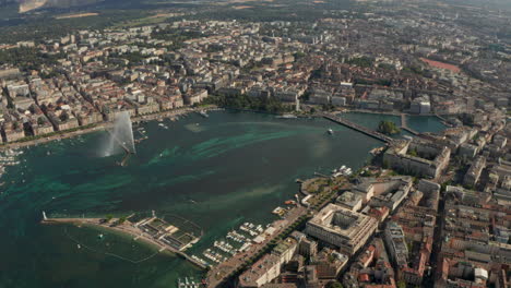 라 라데 제네바 (la rade geneva) 에 대한 높은 공중 촬영
