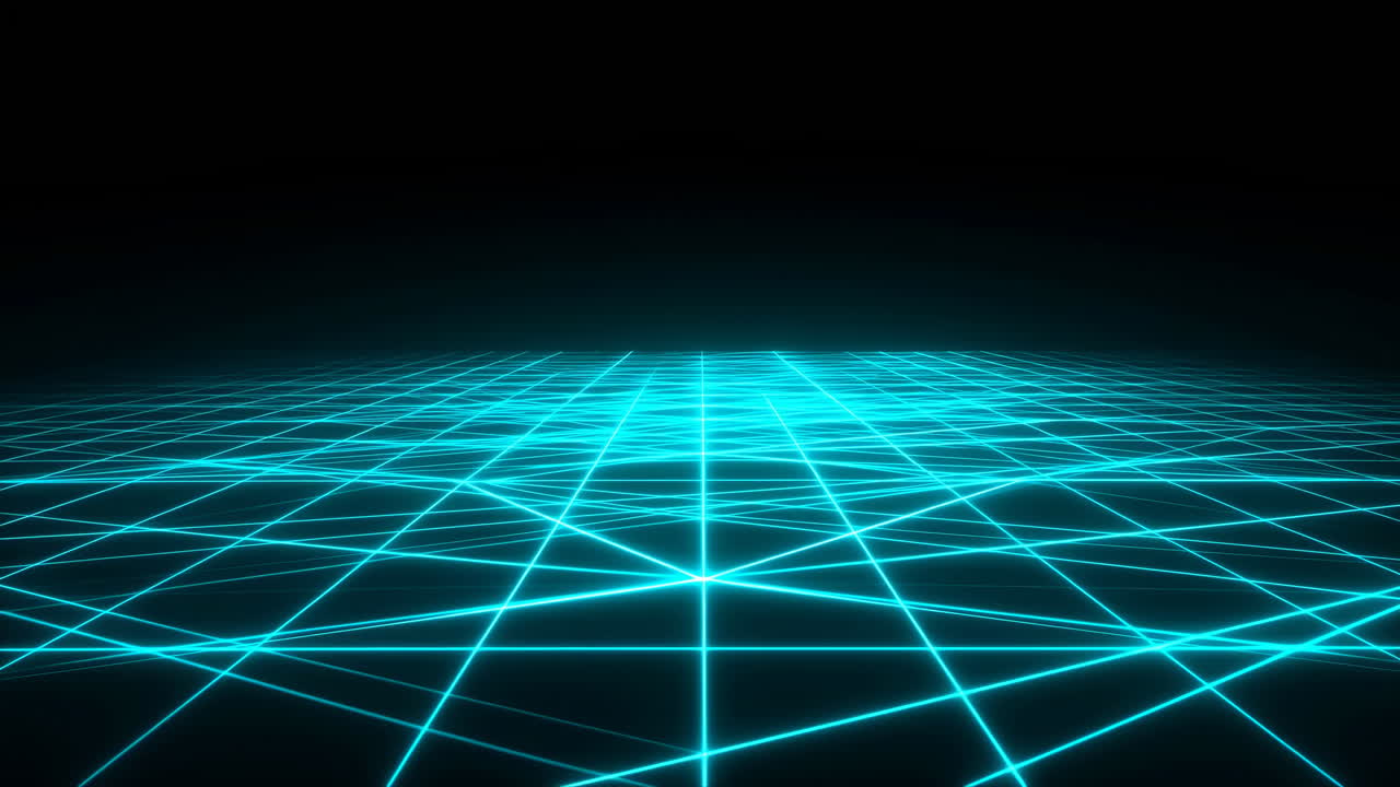 Abstract Glowing Blue Grid Lines Moving in Digital Space