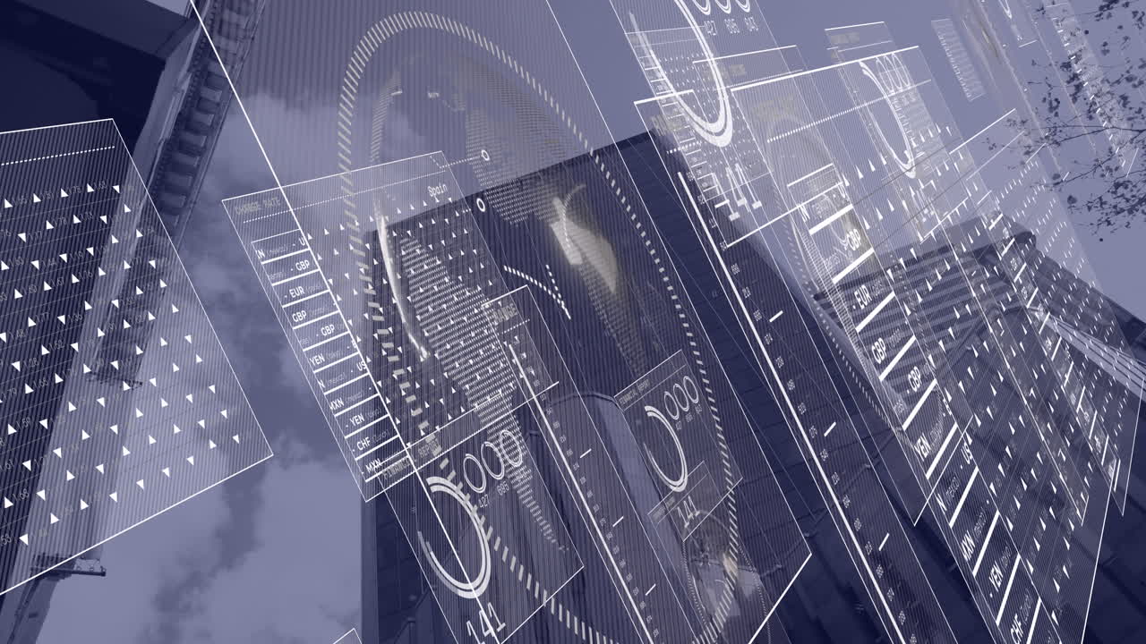 animazione dell'elaborazione dei dati sull'edificio