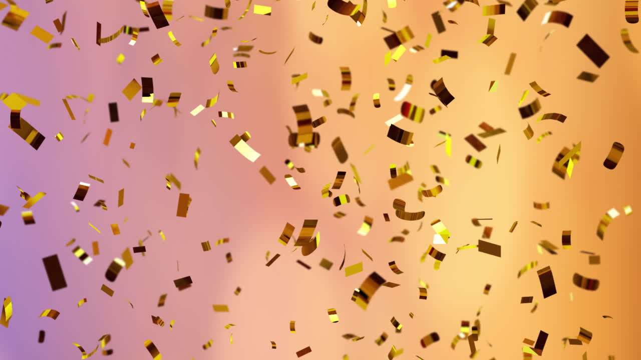 Coriandoli dorati che cadono su uno sfondo sfumato in un'animazione celebrativa