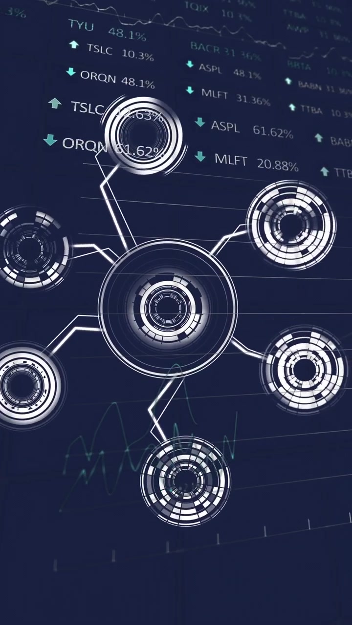 Network connections and data analysis animation over financial graphs and charts