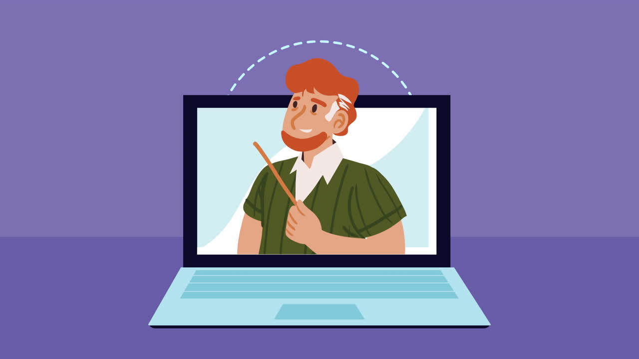 teacher with pointer stick character