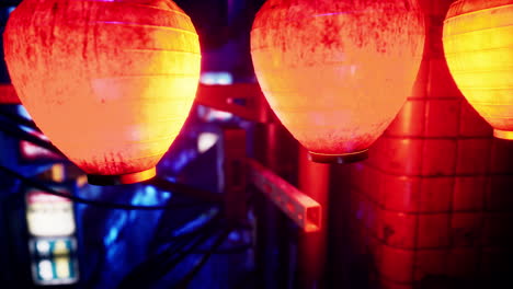 red lanterns in a dark alley