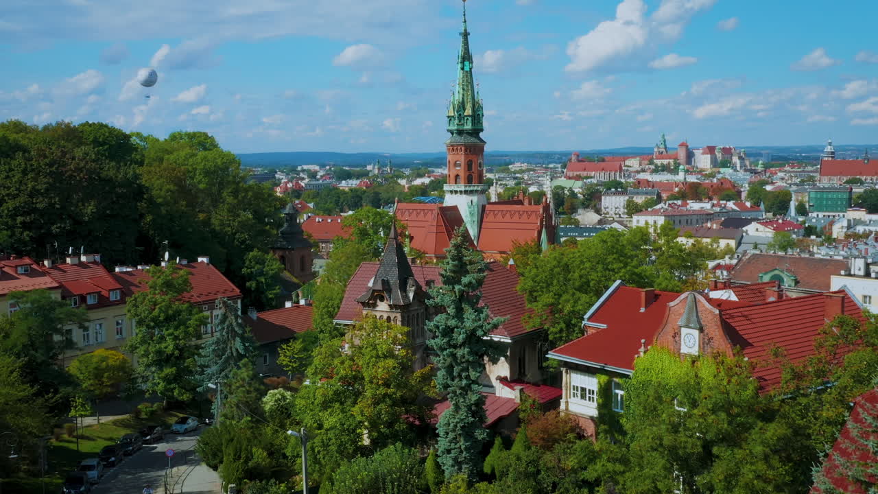Veduta aerea del quartiere di Podgorze a Cracovia, Polonia