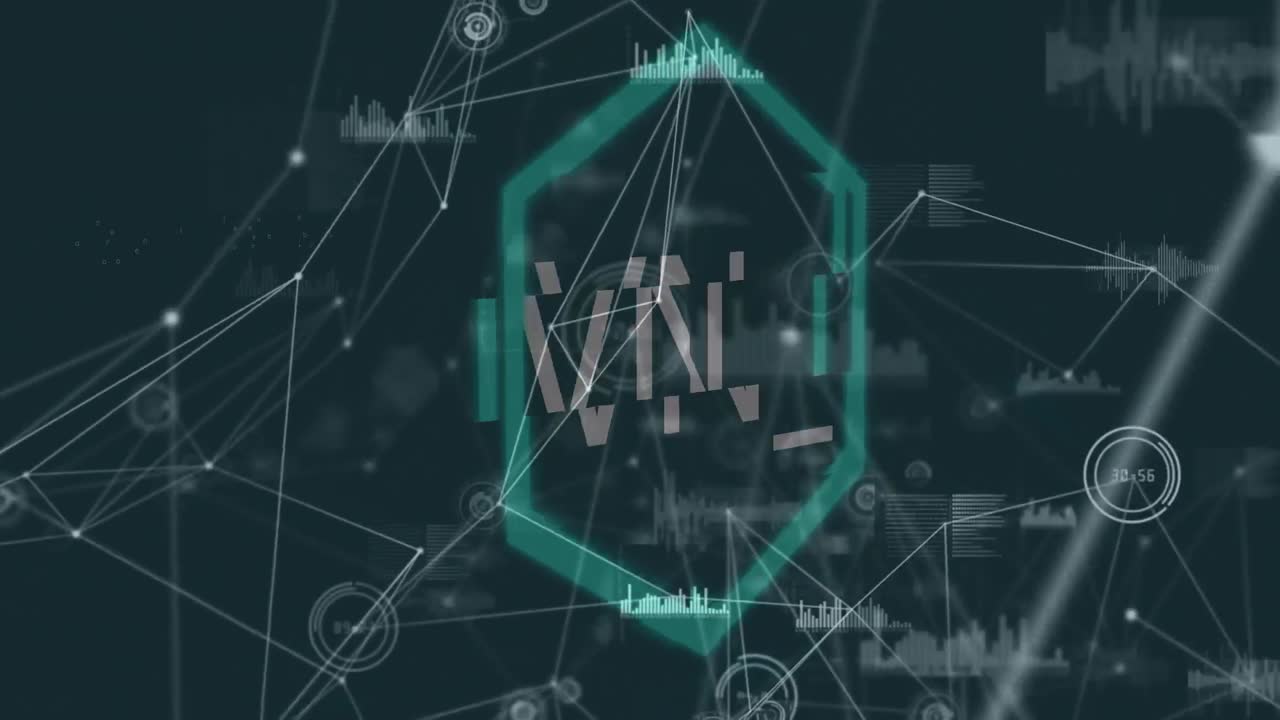 nft의 애니메이션은 흑색 공간의 연결을 통해 육각형으로