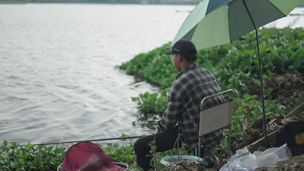 Man fishing by the lake