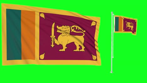 green screen waving sri lanka flag or flagpole