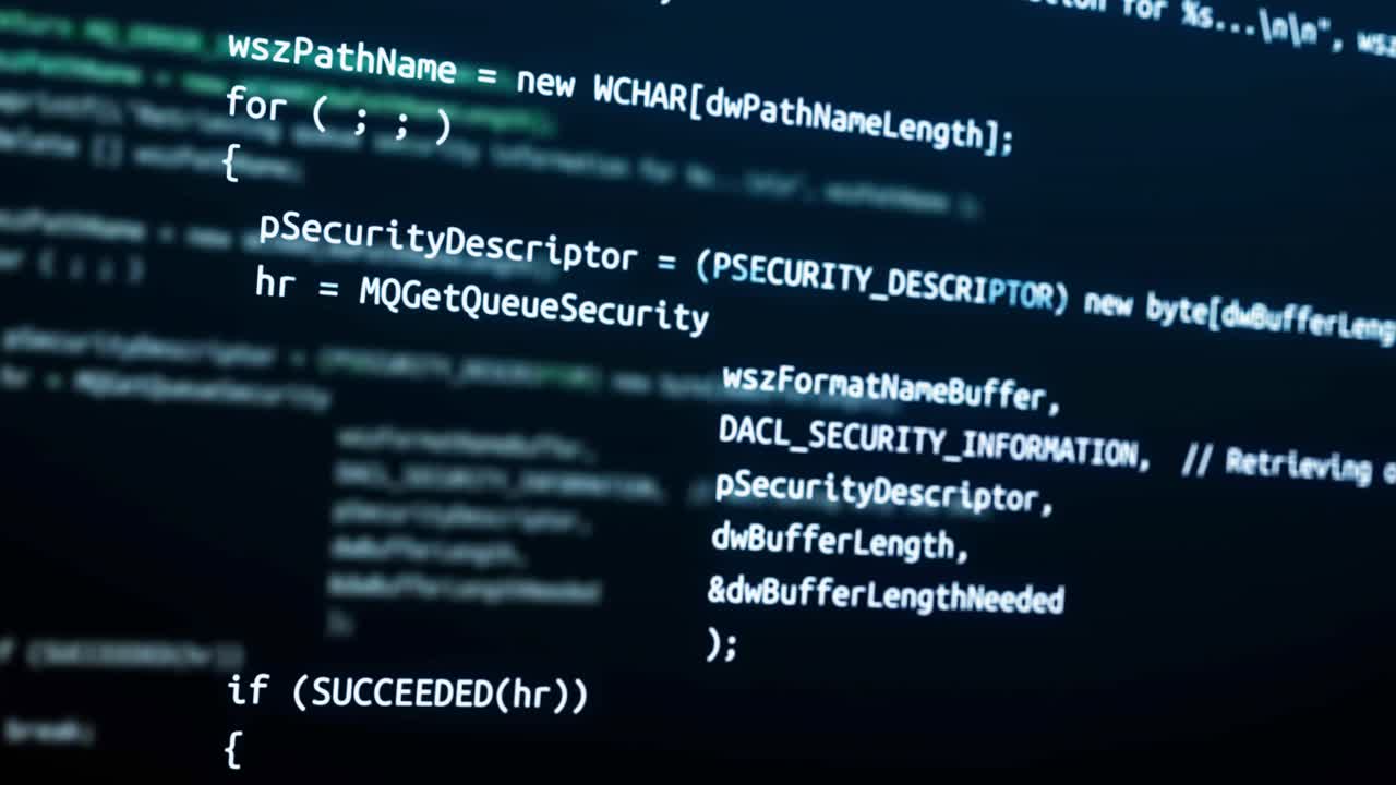 Encrypted fast scrolling programming security hacking code loop animation background as coding