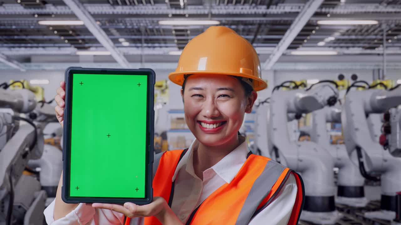 공장에서 태블릿을 가진 엔지니어