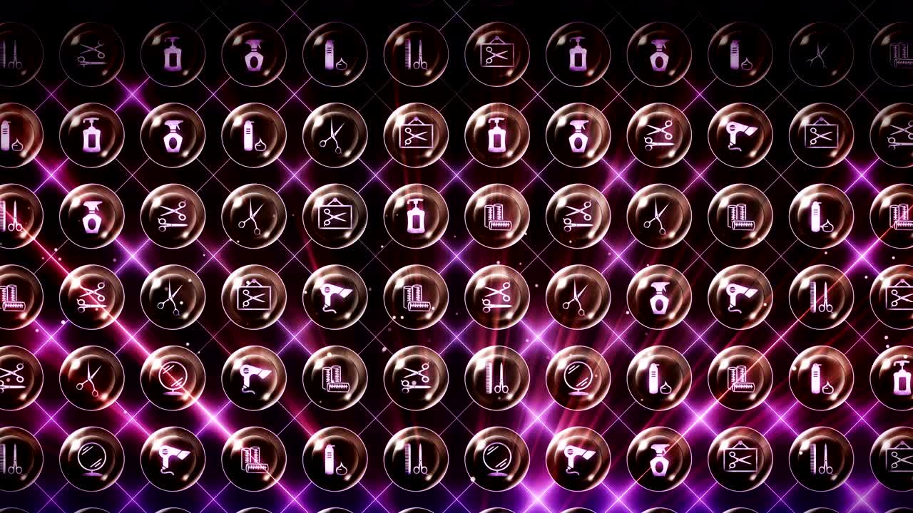 Set of Hairdresser Icons, Hair Salon Item Background, CG Loop Animation,
