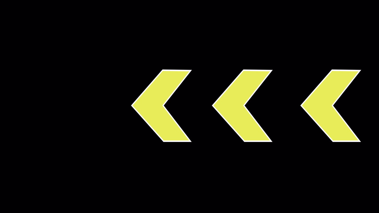 Animated Yellow Chevron Arrows Moving Left on Black Background