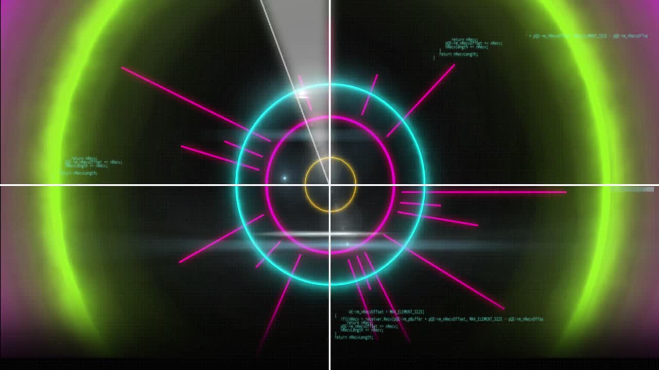 그리드와 어두운 배경에서 ai 데이터 처리의 애니메이션