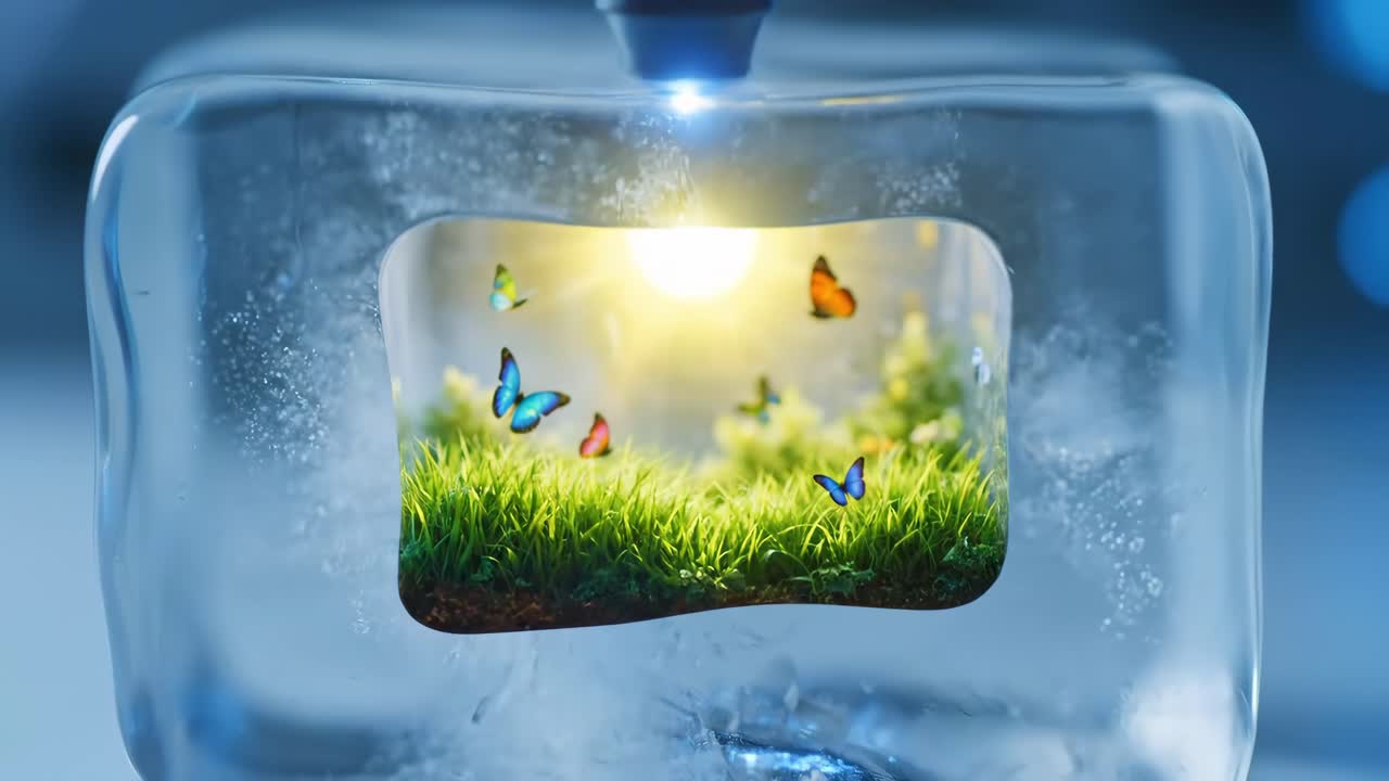 Laser Engraving in Ice with Nature Scene