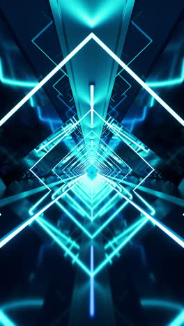 abstract blue neon light tunnel