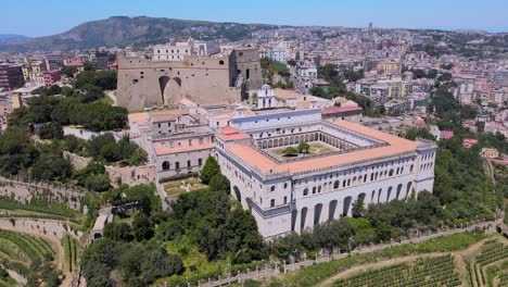 drone shot circling around castle nuovo aka new castle