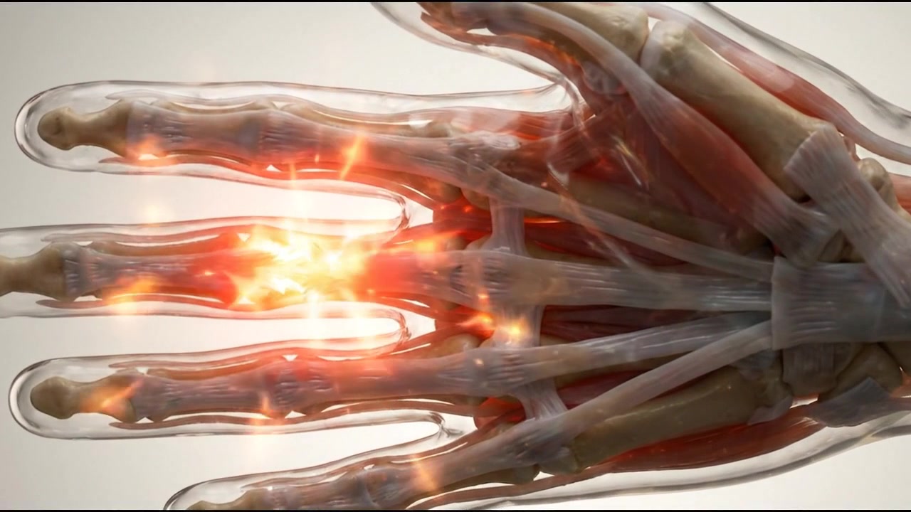 3D Medical Animation of Hand Joint Pain and Inflammation