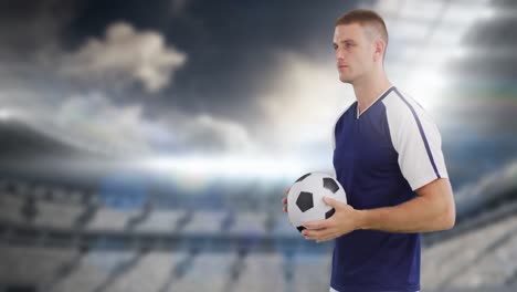 白人男性サッカー選手のスタジアムのアニメーション