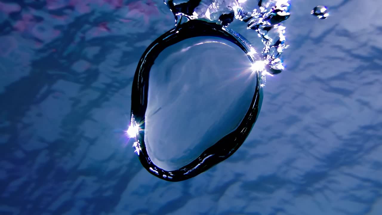 Underwater video capturing bubbles rising against a blue backdrop