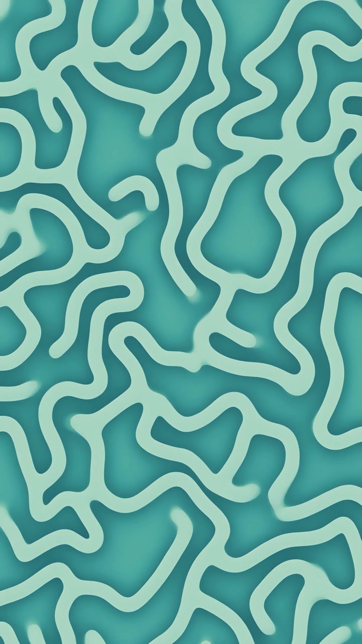 Animated Abstract Organic Pattern of Moving Teal Lines