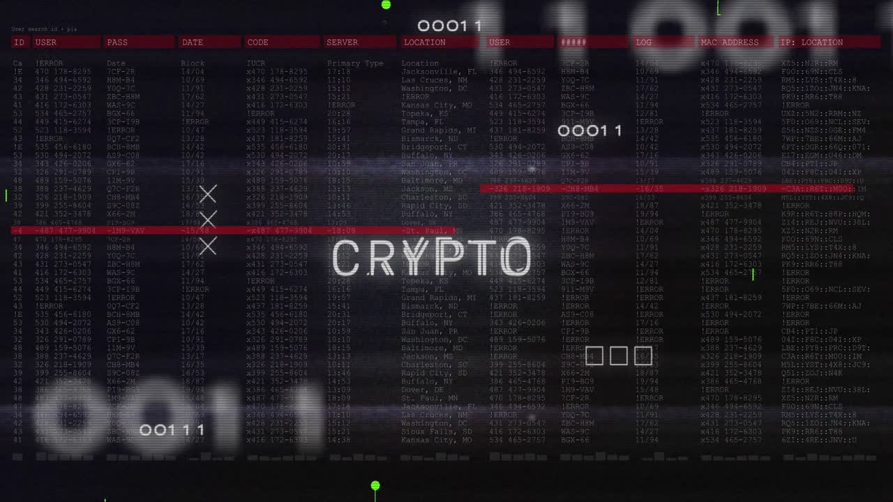 animación de texto criptográfico y procesamiento de datos en la placa base de la computadora