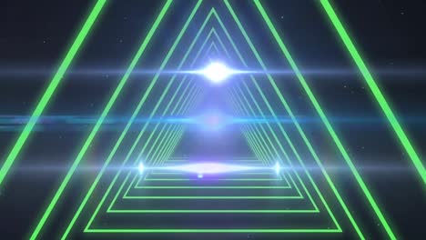 animación de una forma triangular abstracta en un patrón sin costuras sobre puntos de luz contra un fondo negro