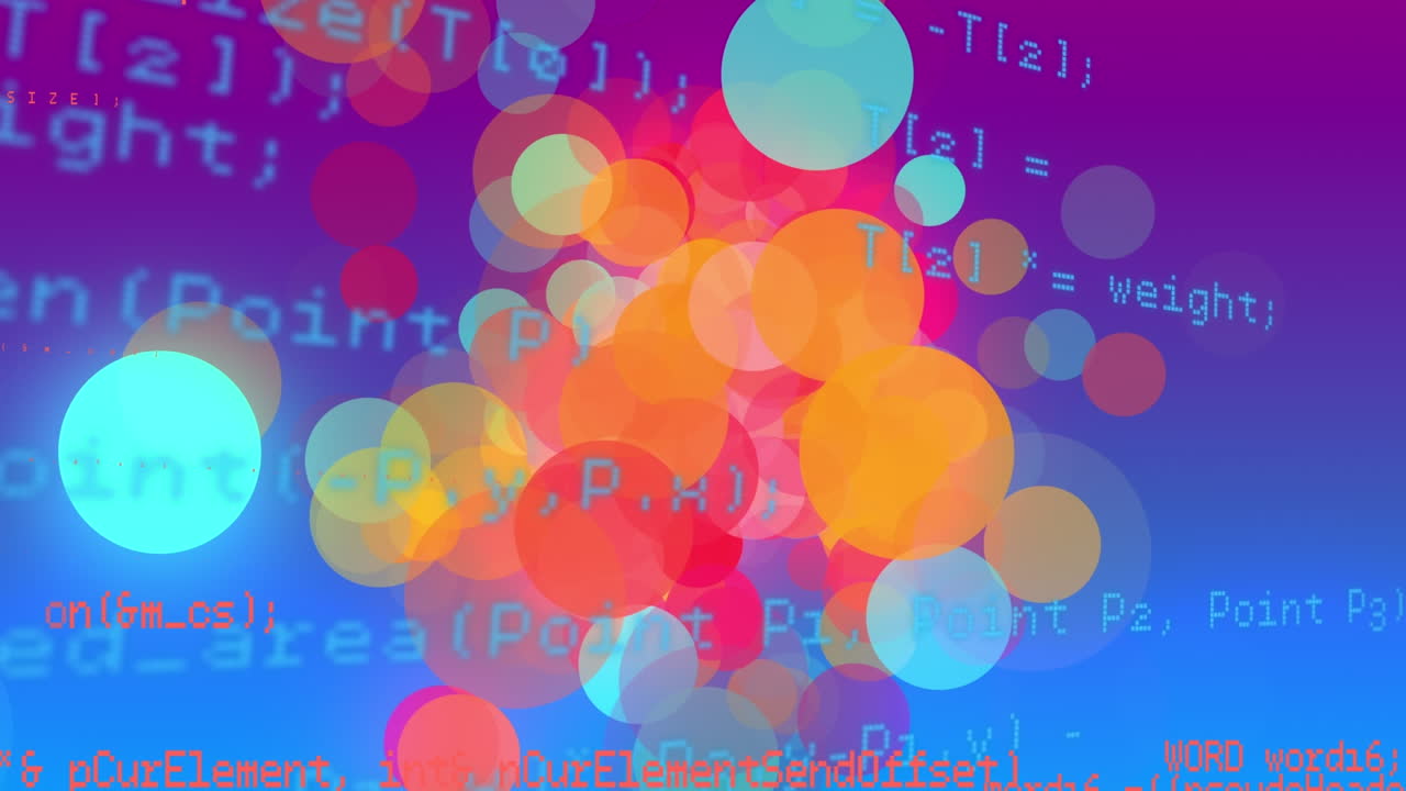 다채로운 반점 배경에 파란색으로 데이터 처리의 애니메이션