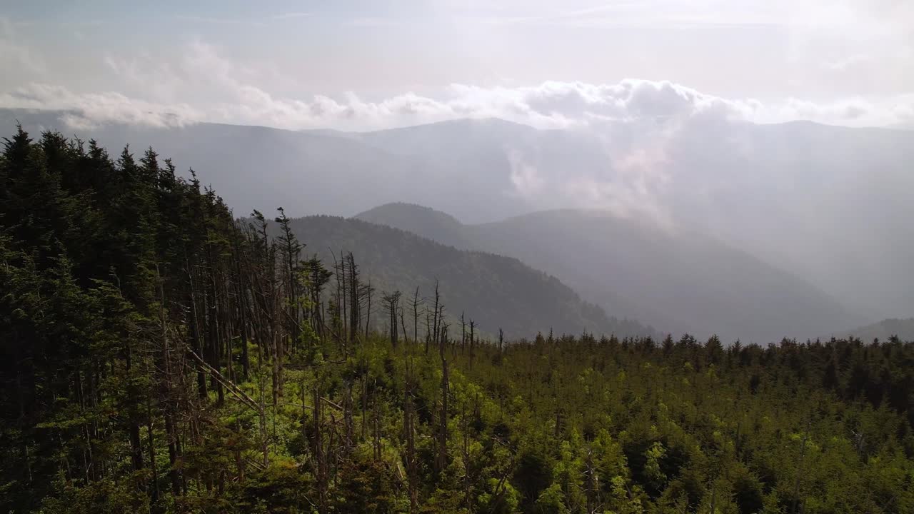 vuelo aéreo de las montañas apalaches sobre la cresta