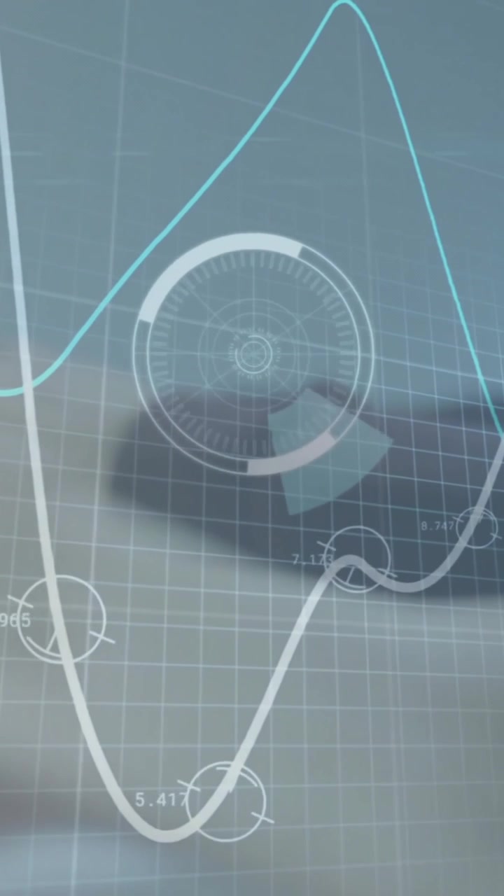 Animation of 5g text and financial data processing over caucasian businessman using laptop