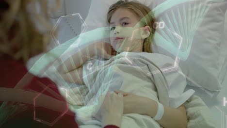 animación de procesamiento de datos sobre una doctora caucásica con una paciente