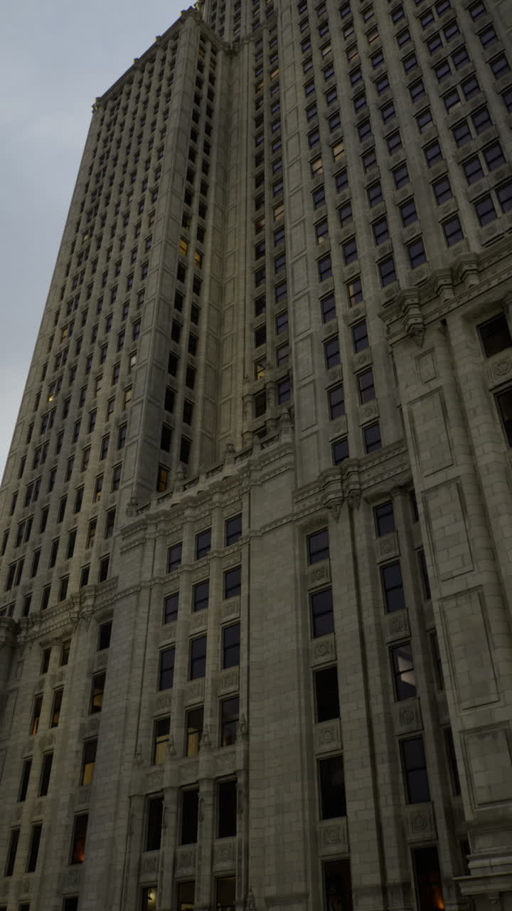 Skyline view of tall buildings during twilight in an urban setting