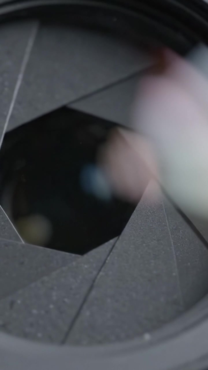 Exploring the Intricate Mechanism of a Camera Lens Aperture: A Close-Up View of the Shutter Blades in Action
