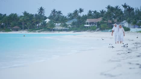 senior caucasian couple together on an island beach