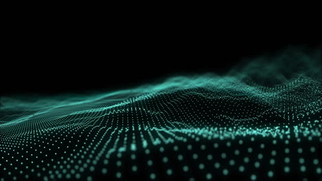 animation of glowing green mesh and network of connections over dark background