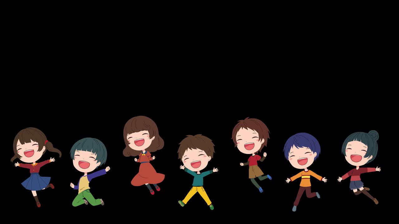 Loop material with moving children's illustrations