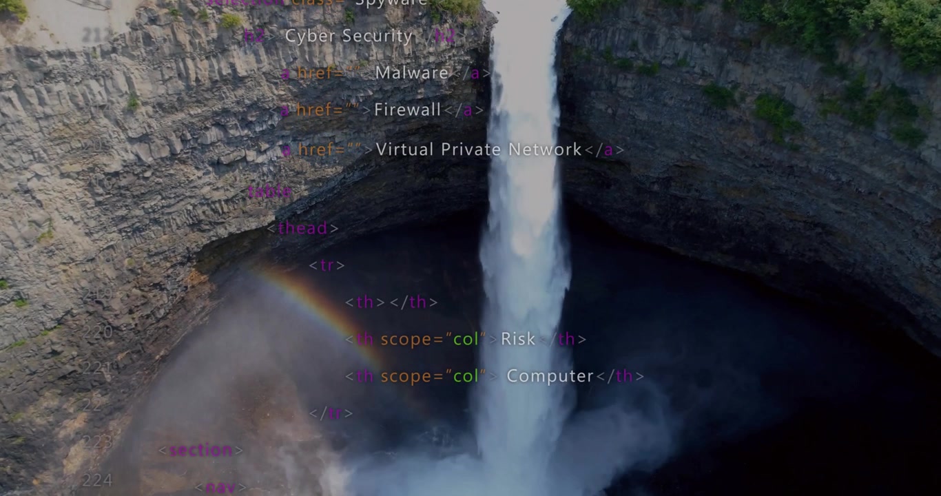 Animazione di elaborazione dati su una cascata.