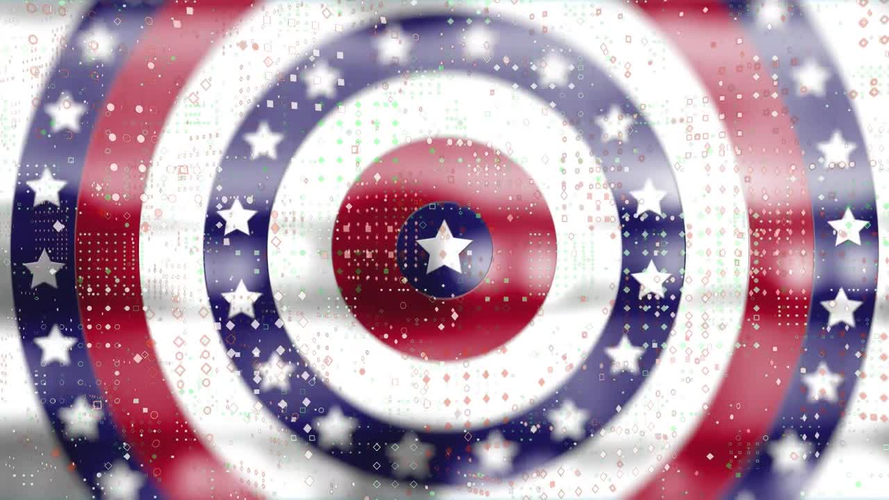 Dots pattern over multiple stars on spinning circles against white background