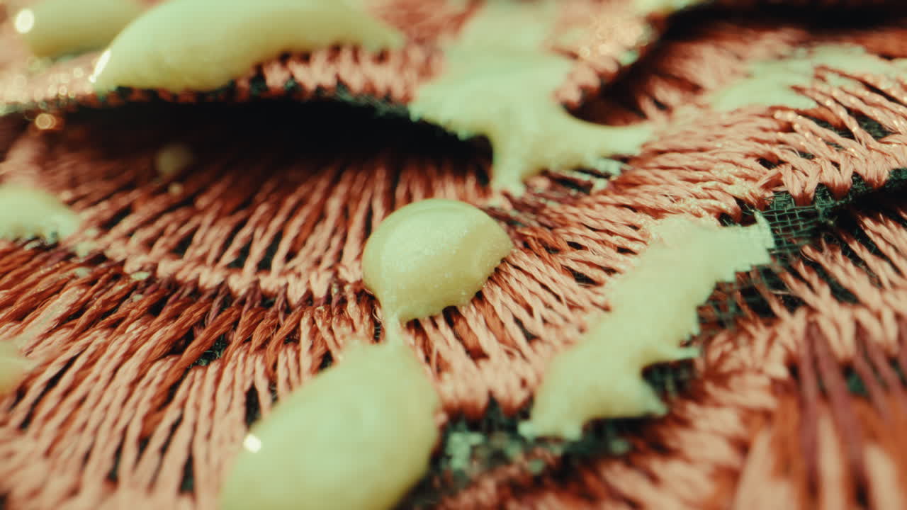 Close-up of Embroidered Fabric with Glue