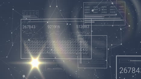animación de redes de conexiones y procesamiento de datos en pantallas