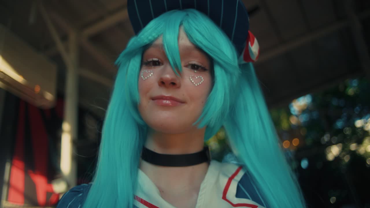 Cosplayer dressed as Hatsune Miku