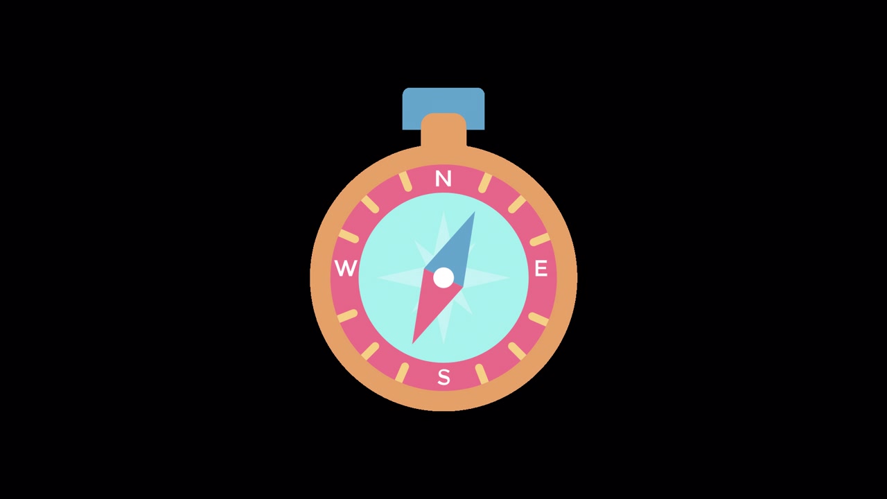 Colorful Animated Compass Pointing North
