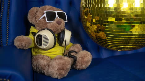 teddy bear dj with disco ball