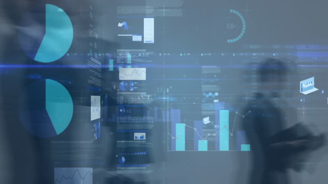 animación del procesamiento de datos financieros sobre personas de negocios