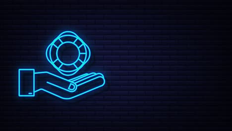 estilo neón, lifebuoy en las manos gráfico de movimiento.