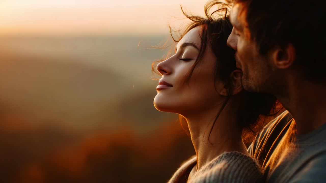 A Serene Moment of Connection: A Couple Embraces as the Sun Sets, Capturing the Essence of Love, Intimacy, and Tranquility in a Breathtaking Natural Setting